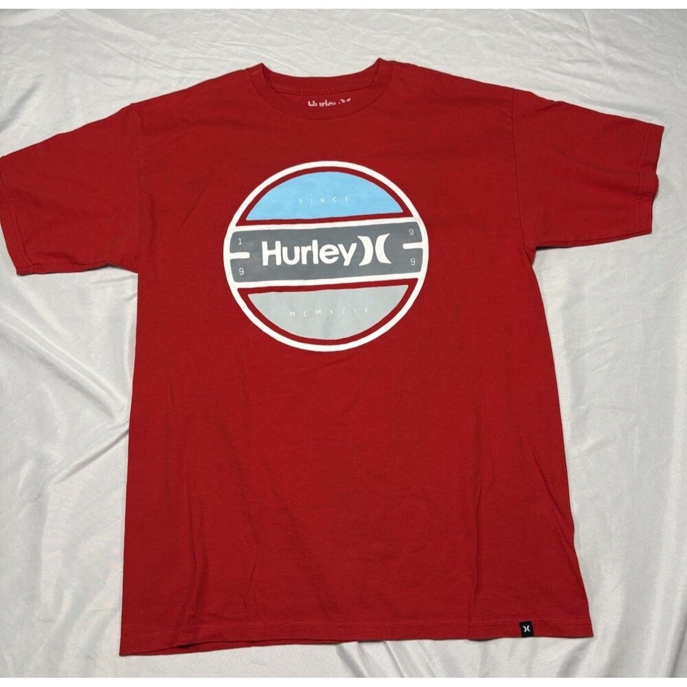 Hurley T-Shirt Men’s Medium Red Crew Neck Short Sleeve MCMXCIX Since 1999